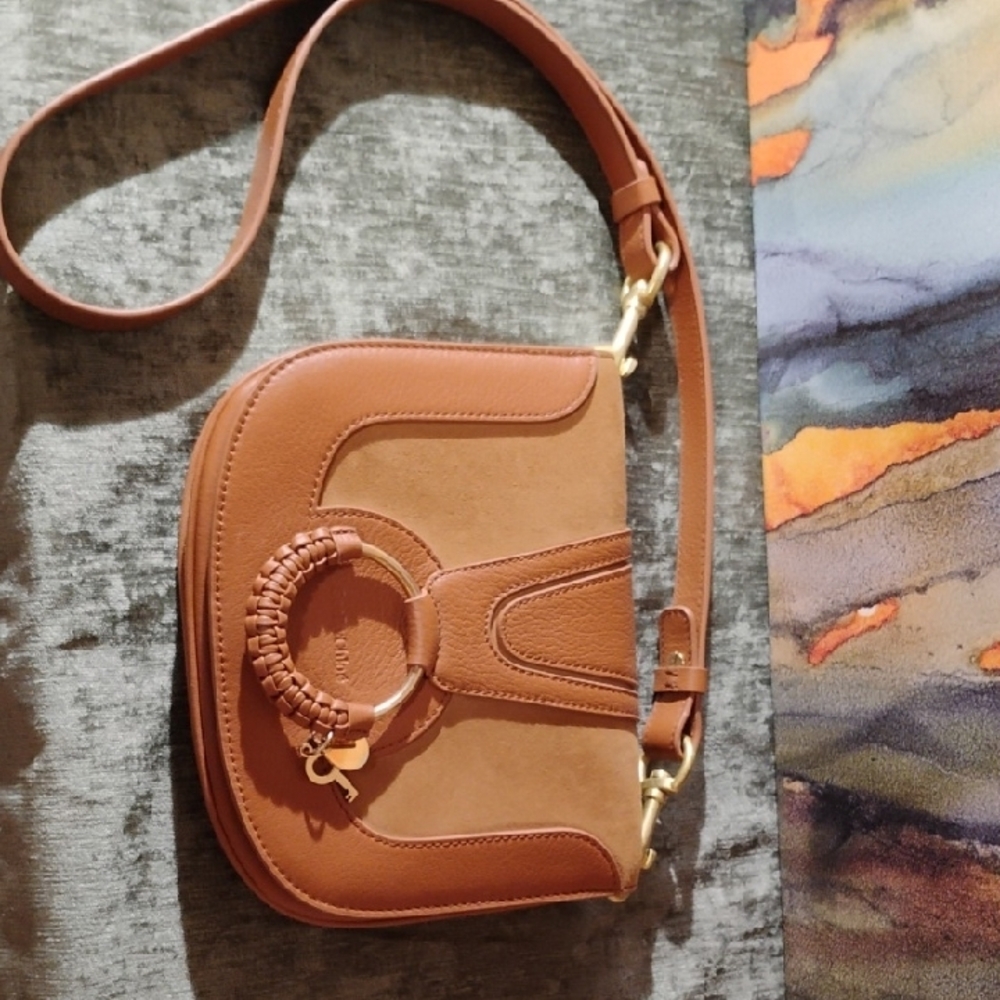 See By Chloe Brown Crossbody Bag with Metal Ring Detail